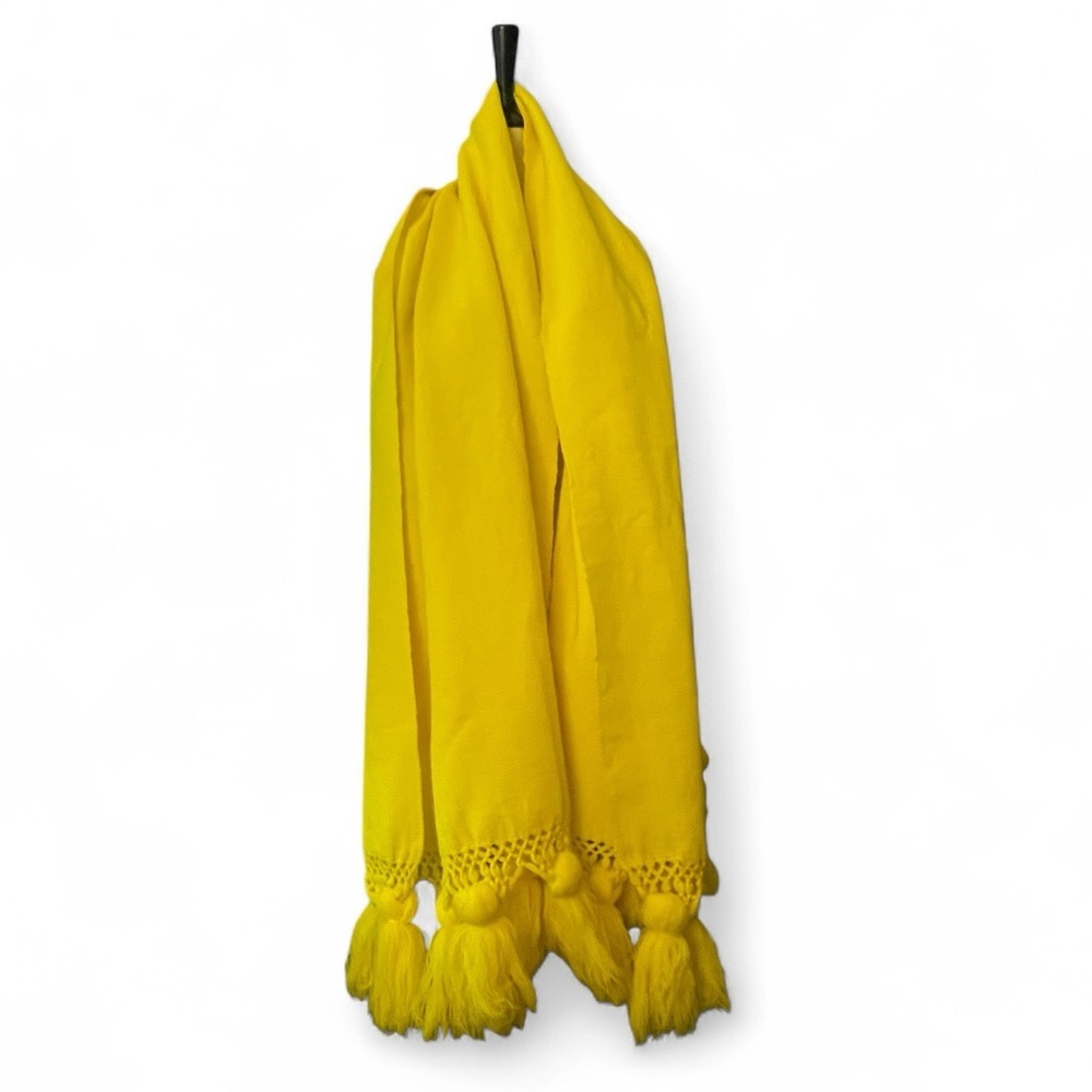 Vibrant Yellow Tassel Scarf - Picture 2 of 4